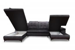 SOFÁ GRANDE CON CAMA Y DOS ARCONES I FORMA DE U REPOSACABEZAS RECLINABLES PATAS ALTAS 330 CM X 212 -ENZO
