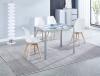 Foto CONJUNTO MESA FLORES FIJA + 4 SILLAS FINA BLANCAS
