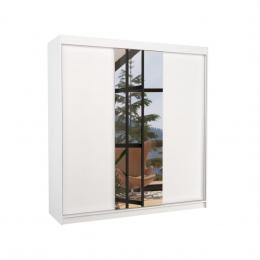 ARMARIO CON ESPEJO PUERTA CORREDERA 215X200X58 CM 2 PUERTAS COLOR BLANCO SANTIAGO