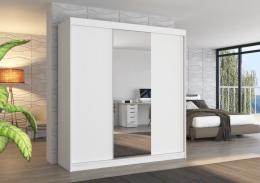 ARMARIO CON ESPEJO PUERTA CORREDERA 215X200X58 CM 2 PUERTAS COLOR BLANCO SANTIAGO