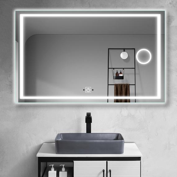 Photo Rectangular Mirror with Integrated LED Lighting and Anti-Fog Function
