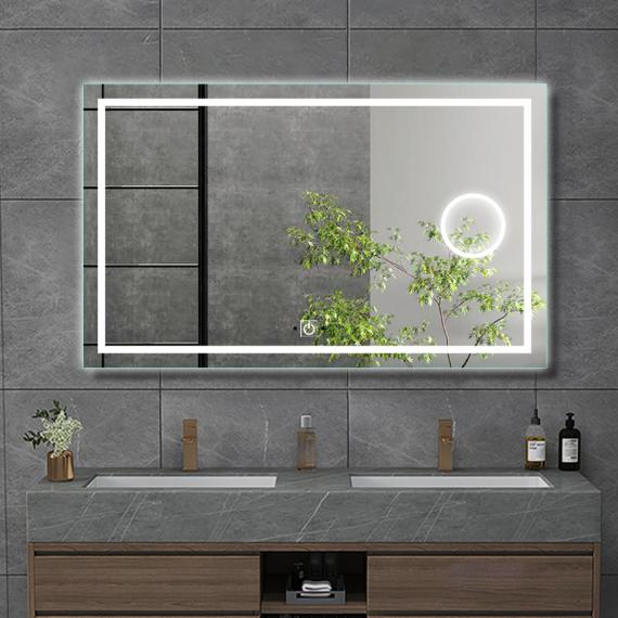 Photo Rectangular Mirror with Integrated LED Lighting and Anti-Fog Function
