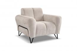 CONJUNTO 3+2+1: SOFÁ TRES PLAZAS I DOS SILLON PATAS ALTAS VOLARE CREMA