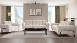 CONJUNTO 3+2+1: SOFÁ TRES PLAZAS I DOS SILLON PATAS ALTAS VOLARE CREMA