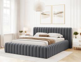 Cama estructura de metal, elevación gas, + almacenamiento 140/160/180 x 200cm - CARILLA, Gris oscuro