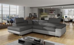 Sofá cama rinconera con arcón tapizado en tela terciopelo-gris/gris claro-izquierda-272cmx204cm OFERTA - ANTON