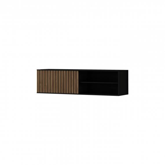 Photo TV cabinet | Television cabinet | Wall-mounted 150 cm - MEORATI, matte black-oak