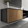 Photo TV cabinet | Television cabinet | Wall-mounted 150 cm - MEORATI, matte black-oak