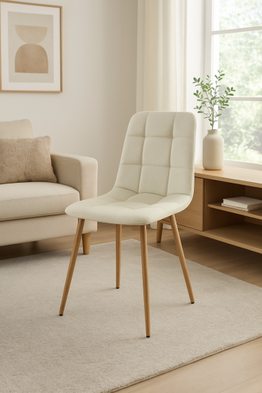 Photo PACK OF 4 BEIGE PORTLAND CHAIRS WITH SAWN LEG