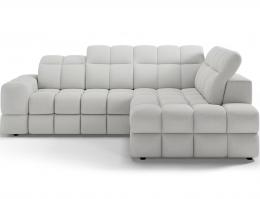 Sofá esquinero con función de cama y espacio de almacenamiento, terciopelo blanco - BRONON