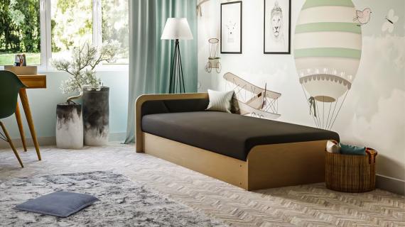 Foto Cama infantil PARYS 90x200 + arcon, gris oscuro