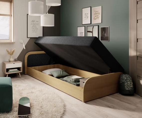 Foto Cama infantil PARYS 90x200 + arcon, gris oscuro