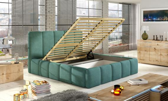 Foto Cama con somier de madera, sistema elevador de gas y arcón de almacenamiento EDVIGE Negro