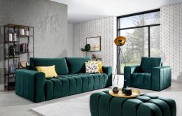 CONJUNTO 3+1+PUFS: SOFÁ CAMA TRES PLAZAS I SILLON PUFS LAZARO VERDE