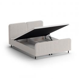Cama 140/160/180 x 200 + colchón topper almacenaje - LAMELLO Gris claro