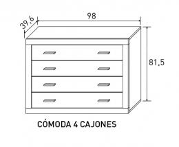 COMODA 4 CAJONES MOD.LARA CAMBRIA-GRAFITO