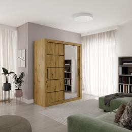 Armario con puertas correderas - 160 cm roble artesano MOX