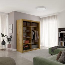 Armario con puertas correderas - 160 cm roble artesano MOX