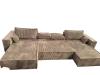 Photo U-shaped sofa bed - Light gray - corduroy fabric - 400x190 cm - AGATA U