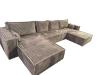 Photo U-shaped sofa bed - Light gray - corduroy fabric - 400x190 cm - AGATA U