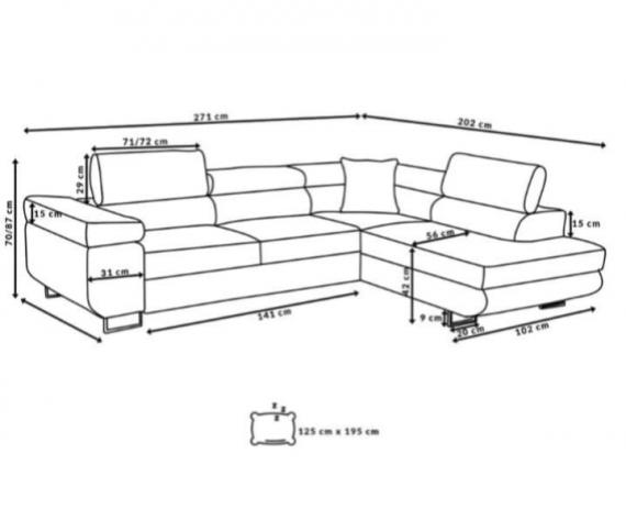 Photo Sofa bed + storage - 271x202 - White - DUBAI L