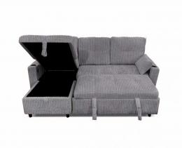 PACK 2 SOFÁS COSTA LUX - Sofá Cama Chaise Longue Reversible 3 Plazas con Arcón Tela de Pana Gris Oscuro - 100€ DTO