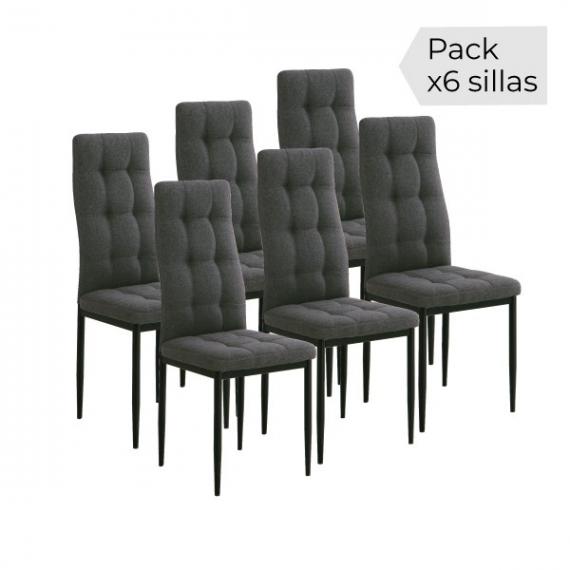 Photo Pack of 6 Zuni Upholstered Chairs – Gray and Black