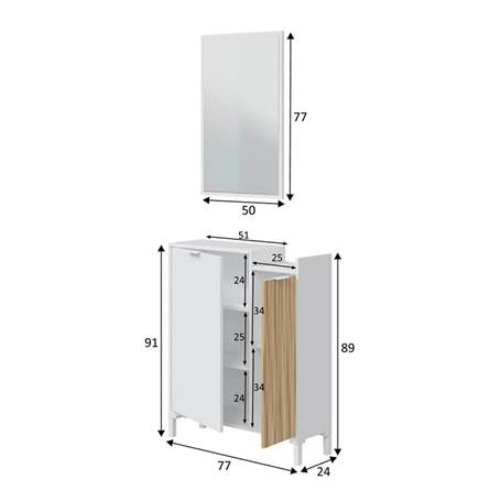 Photo Entryway unit 2 drawers + mirror 77x91x24 cm REF: 0E6748A - TEMPUS