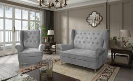 CONJUNTO DE SÁLON SOFÁ LINEAL 2 PLAZAS I PATAS ALTAS Y UN SILLON AROS GRIS