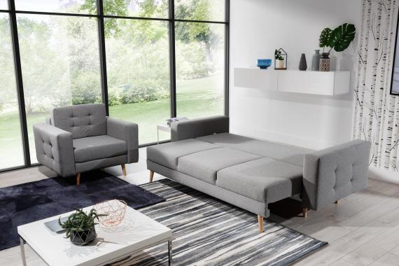 Photo Set 3 + 1 sofa bed + armchair - dark gray - 235 cm - ASGARD