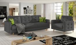 CONJUNTO 3+1: SOFÁ CAMA TRES PLAZAS I SILLON MODELO ASGARD GRIS OSCURO