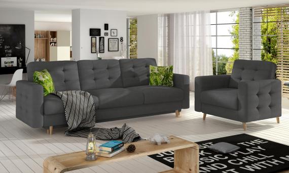 Photo Set 3 + 1 sofa bed + armchair - dark gray - 235 cm - ASGARD