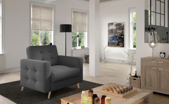 Photo Set 3 + 1 sofa bed + armchair - dark gray - 235 cm - ASGARD