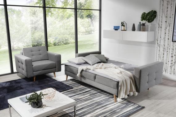 Photo Set 3 + 1 sofa bed + armchair - dark gray - 235 cm - ASGARD