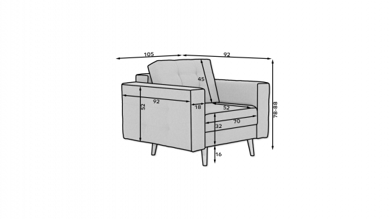 Photo Set 3 + 1 sofa bed + armchair - dark gray - 235 cm - ASGARD