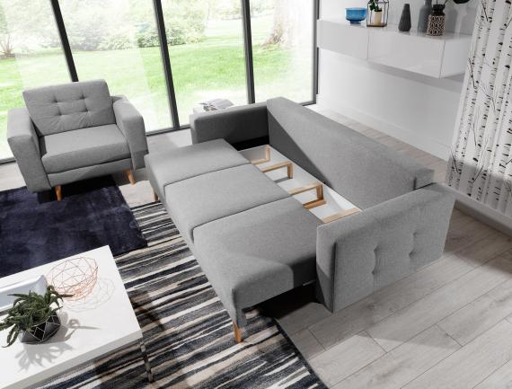 Photo Set 3 + 1 sofa bed + armchair - dark gray - 235 cm - ASGARD