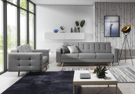 Photo Set 3 + 1 sofa bed + armchair - dark gray - 235 cm - ASGARD