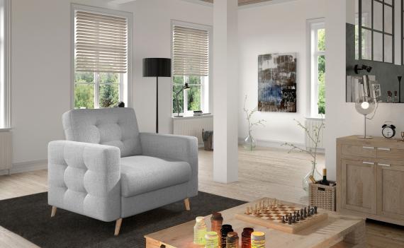 Photo Set 3 + 1 sofa bed + armchair - light gray - ASGARD