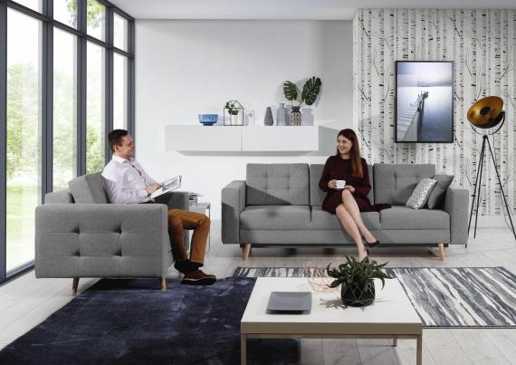 Photo Set 3 + 1 sofa bed + armchair - light gray - ASGARD