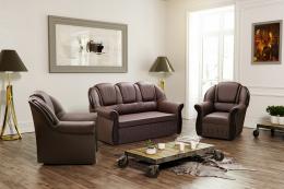 CONJUNTO 3+1+1: SOFÁ CAMA TRES PLAZAS I DOS SILLONES LORD MARRÓN POLIPIEL