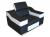Sillón con reposacabezas reclinable y brazos anchos – Eva, Tela y polipiel, Negro y blanco