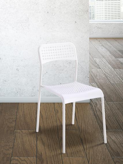 Photo Budget kitchen chair in steel and plastic (white or black) – Parla, 10 units, white