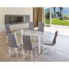 Photo Chair upholstered in cotton-padded microfiber fabric – Yuri, white, set of 6 chairs