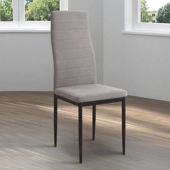 Photo Chair upholstered in cotton-padded microfiber fabric – Yuri, black, set of 6 chairs
