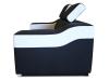 Photo 2-seater sofa with reclining headrests and wide arms – Eva, Fabric / faux leather, Black / White