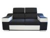 Photo 2-seater sofa with reclining headrests and wide arms – Eva, Fabric / faux leather, Black / White