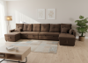 Photo Sofa 2 beds + 2 storage compartments + USB + Type-C + cup holders - 406cm x 130cm - COSTA U XXL
