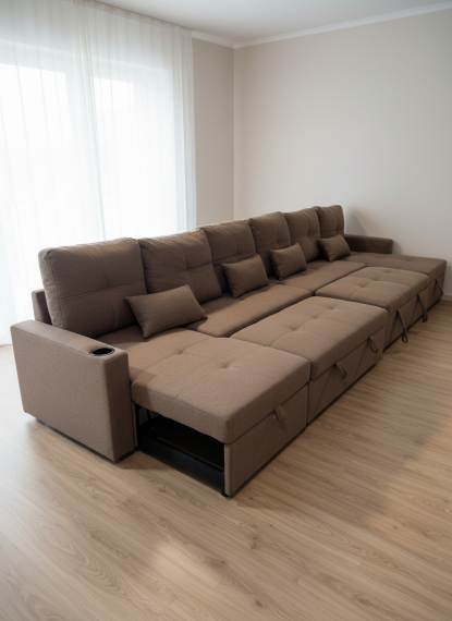 Photo Sofa 2 beds + 2 storage compartments + USB + Type-C + cup holders - 406cm x 130cm - COSTA U XXL
