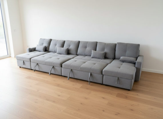Photo Sofa 2 beds + 2 storage compartments + USB + Type-C + cup holders - 406cm x 130cm - COSTA U XXL