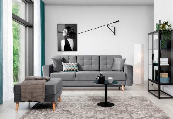 Photo 3-seater sofa bed - Gray - 235cm - ASGARD
